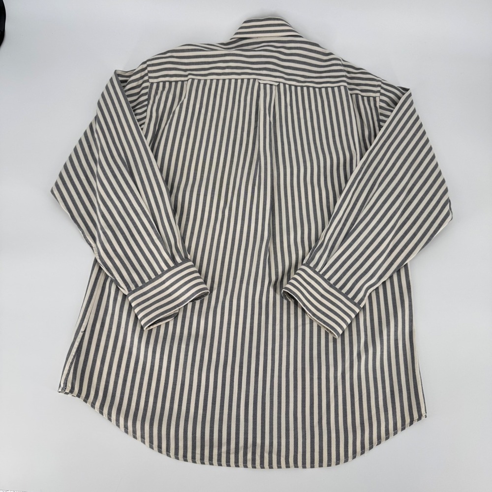 Peter Millar Mens Medium Striped Button Down Shirt Cotton Long Sleeve - Picture 3 of 6